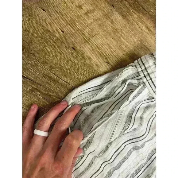 Casa Cabana Linen Pants Women Sz M Cropped Wide Leg Summer Striped Beach Relaxed - Picture 4 of 10